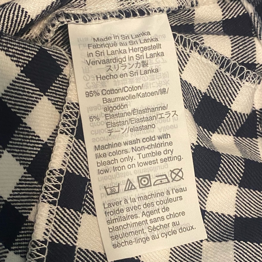 J. Crew Factory Navy Gingham Winnie Ankle Cotton Stretch Preppy Pants Size 0 - Picture 11 of 15
